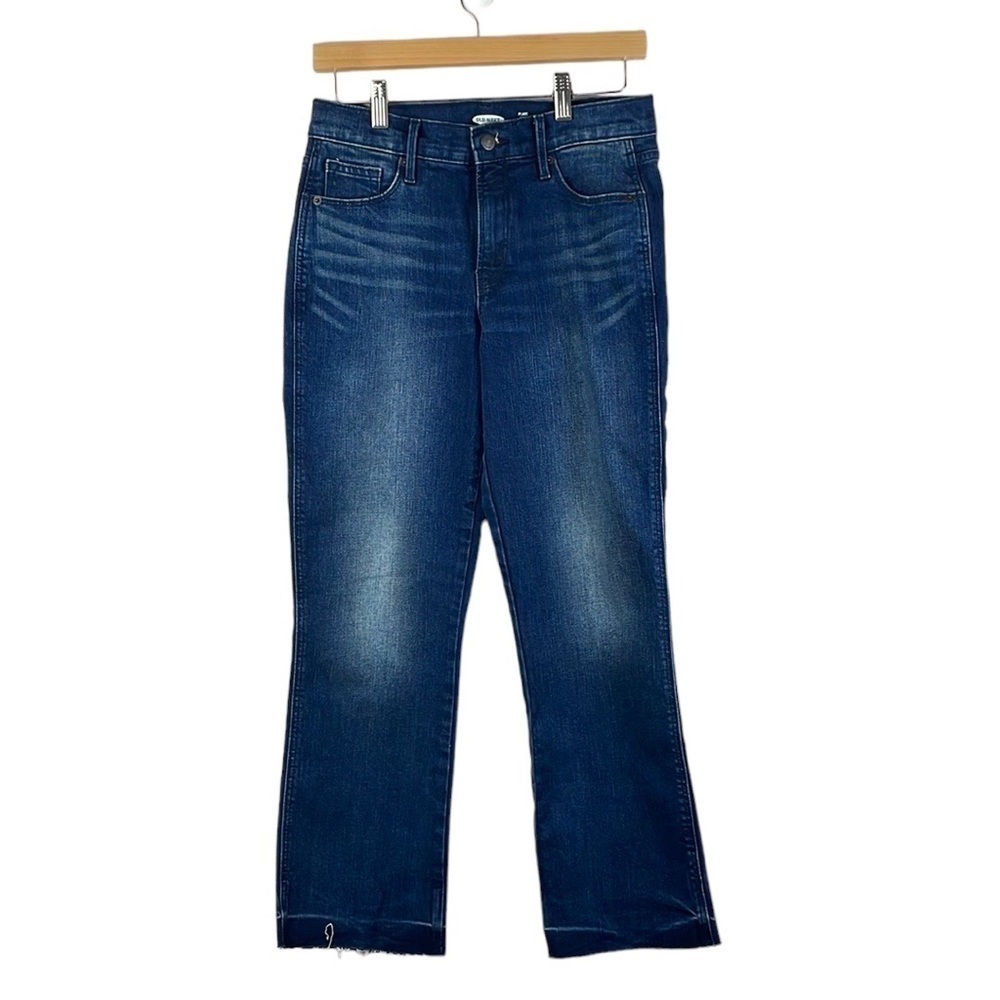 NWOT Old Navy Jeans SZ4 Flare Ankle High Rise Dark Wash Secret Slim Pockets - Picture 1 of 9